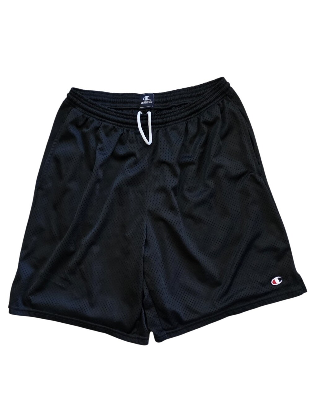 Champion Large Black Mesh Basketball Drawstring Athletic Shorts